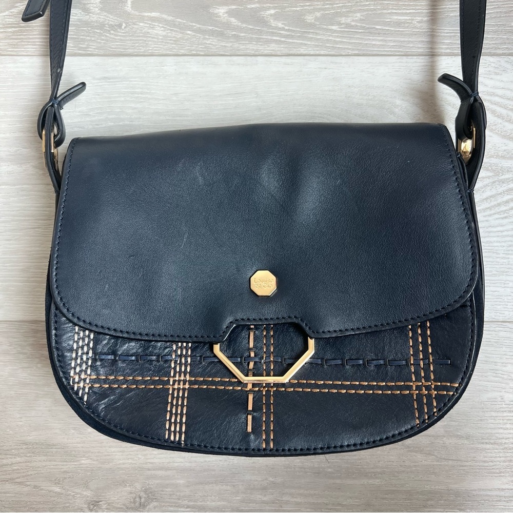 LOUISE ET CIE Dark Blue Leather Crossbody Bag
